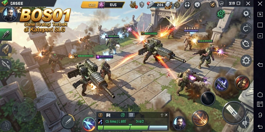 Tampilan gameplay menarik dengan strategi SLG mendalam.