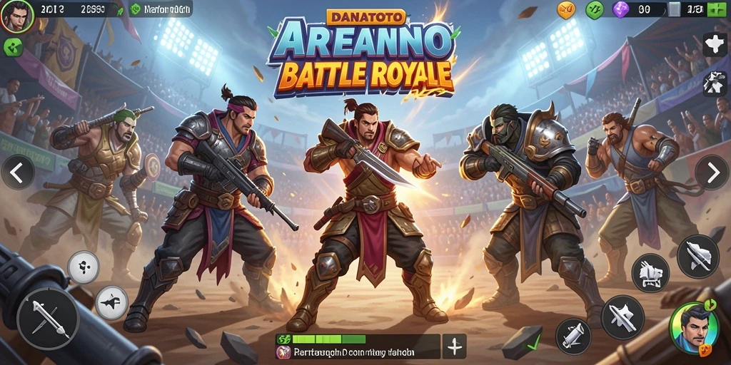 Tangkapan layar utama DANATOTO menampilkan pertempuran intens dalam arena Battle Royale.