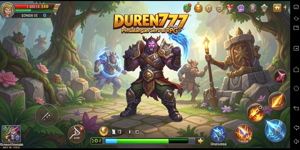 Screenshot DUREN777 yang menampilkan pertarungan RPG yang intens.