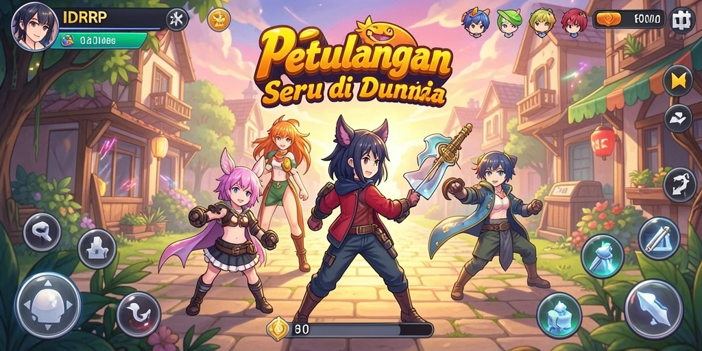 Tampilan gameplay menarik dari IDRRP dengan karakter anime unik.