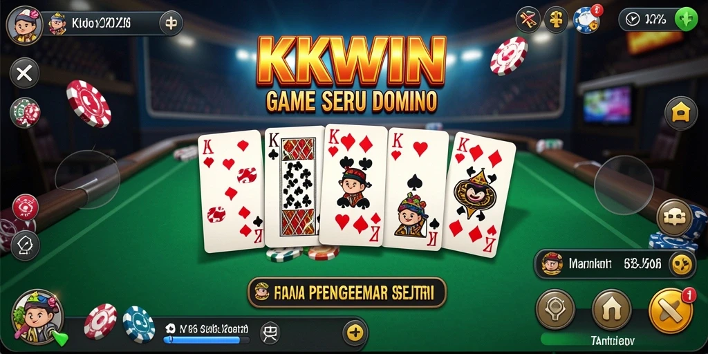 Tampilan gameplay seru dalam KKWIN saat bermain Domino.