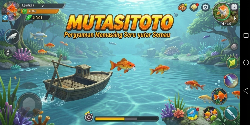 Tampilan gameplay seru dalam MUTASITOTO saat menangkap ikan.