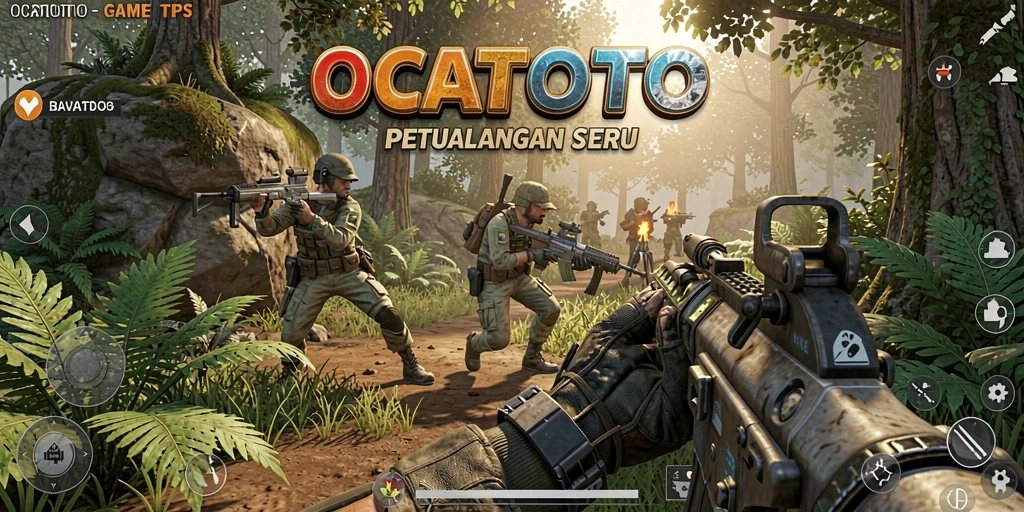 Tampak permainan OCATOTO dengan aksi tembak-menembak yang seru.