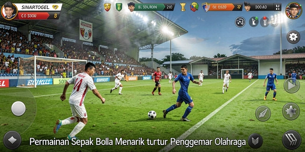 Tangkapan layar gameplay <strong>SINARTOGEL</strong> dengan aksi sepak bola yang seru.