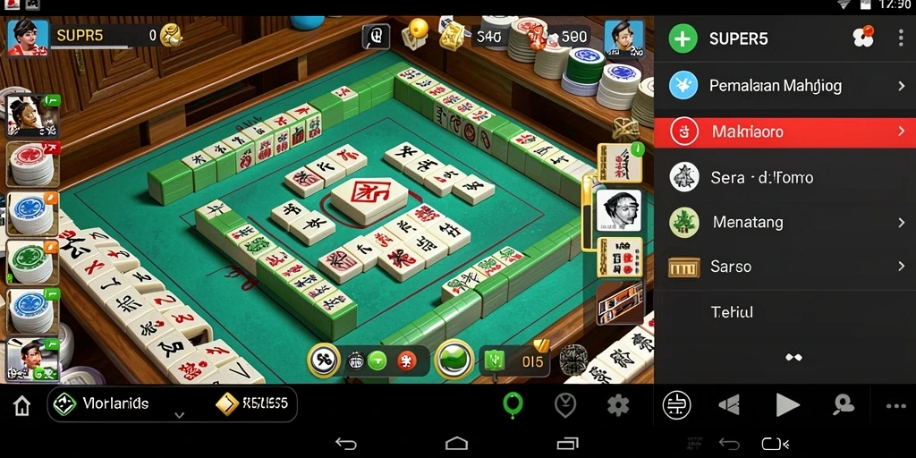 Gameplay SUPER5 menunjukkan keseruan permainan Mahjong yang interaktif.