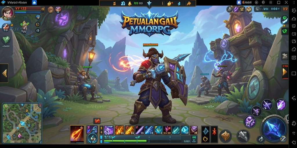 Screenshot menunjukkan aksi seru dalam dunia MMORPG YY123.